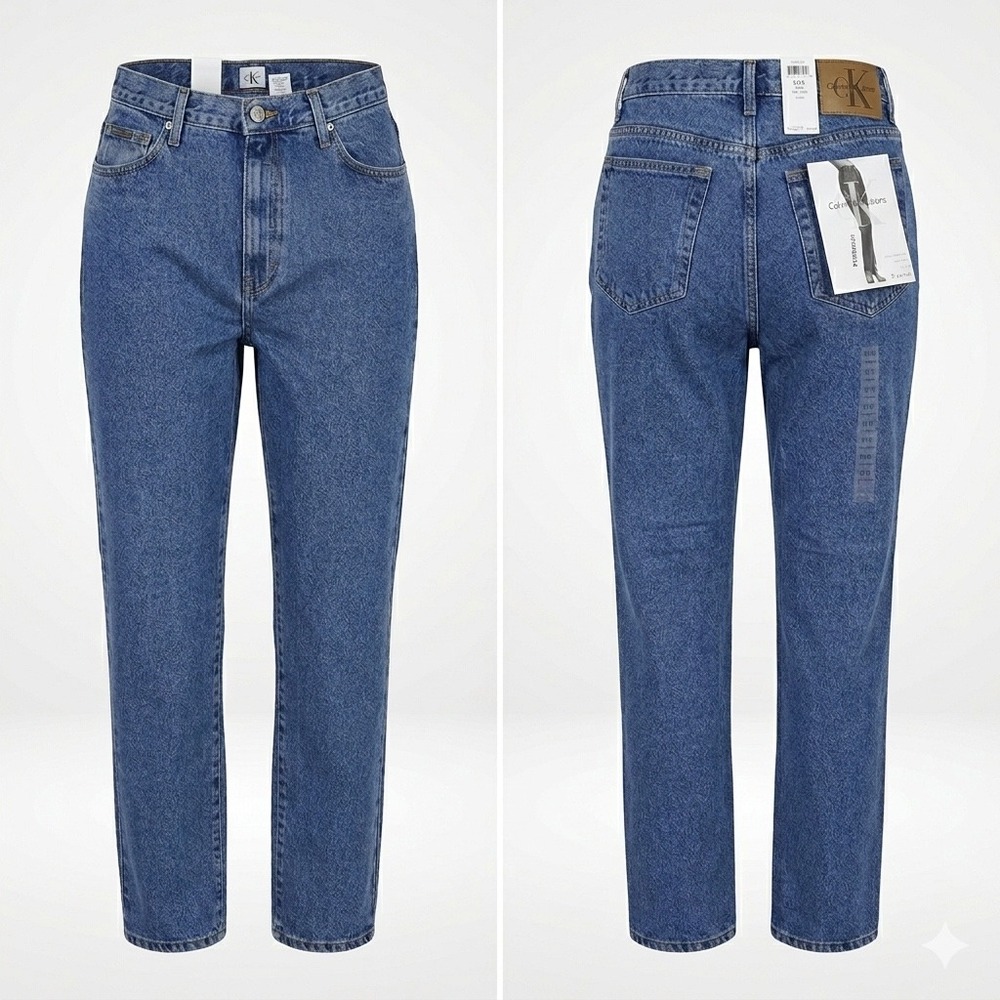 Vintage Calvin‎ Klein Jeans 13/14 High Rise Double Stone Wash Straight Leg NWT